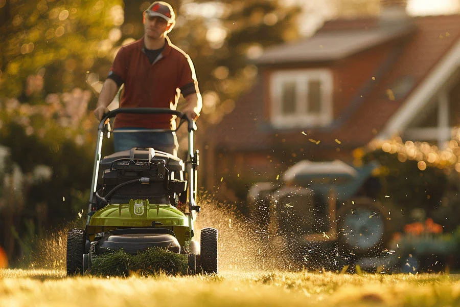 electric lawn mower with bag